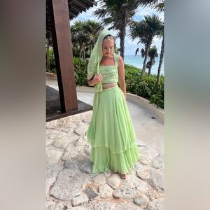 Elegant Custom Made Green Embellished Traditional Indian Wedding Guest Outfit